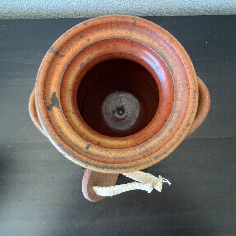 Studio Art Pottery Stoneware Oil Lamp Two Wicks 9" Vintage 1970s - Picture 8 of 9